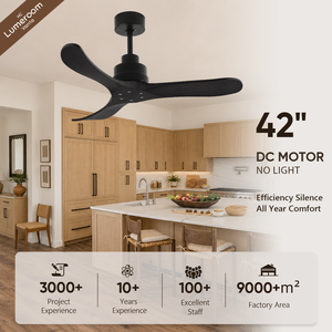 42 Inch Modern Black <b>Ceiling</b> <b>Fan</b> Without Light <b>with</b> <b>Remote</b> <b>Control</b> Downrod Mount <b>Ceiling</b> <b>Fan</b> for Living Room Bedroom - Product Image 1