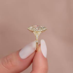 10x5mm Marquise Cut White CZ Halo Engagement <b>Ring</b> <b>Gold</b> Band <b>Vintage</b> Bridal Wedding Anniversary Proposal Women Jewelry - Product Image 2