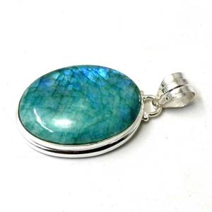 Pendentif ovale en pierre de lune verte en argent sterling 925 bijoux en pierres précieuses faits à la main beau collier Boho - Product Image 5