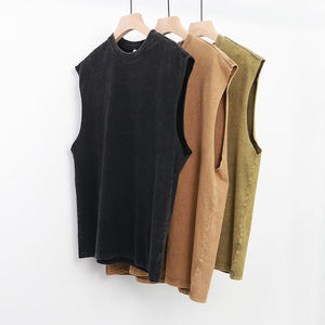 Nouveau débardeur délavé à l'acide pour hommes sur mesure tricoté Streetwear XL respirant broderie meilleur fournisseur pour la quantité en vrac - Product Image 5