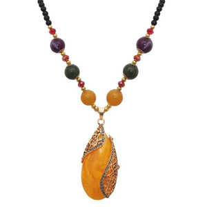 Beadside Collar de piedra austriaca chapado en oro Cuentas amarillas Moda 1105934 - Product Image 1