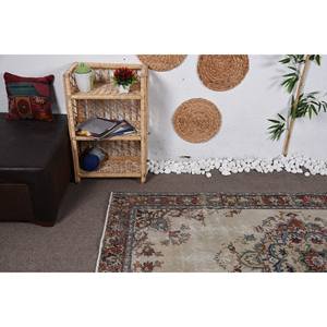 Tapis en laine turque vintage 4.4x7,8 pieds, tissage plat patchwork beige et bleu pour les décorations de salon avec support en latex - Product Image 5