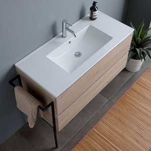 Belize 100CM 2-Drawer Cabinet with <b>Sink</b> 100X60 Mirror Black Towel <b>Rack</b> Bathroom Sets - Product Image 3