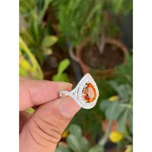 Natural Honey Citrine Pear Cut <b>Ring</b> 925 Sterling Silver Handmade Gemstone Jewelry Wholesale Supplier - Product Image 3