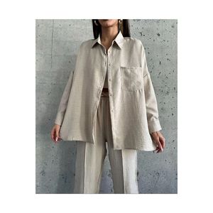 Top e pantaloni da donna in lino Set di fondo comodo ed elegante - Product Image 6