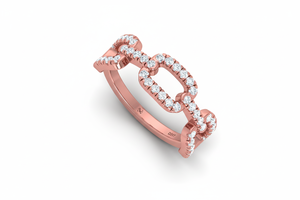 Bague en or 14 carats et diamant à trois maillons Interlink |   Diamant taille brillant 0,50 CTTW - Product Image 3