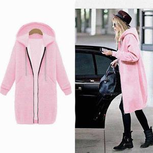 Oem Custom logo Design for <b>Women</b> in the Winter Long Hooded Sweater Coat - Product Image 4