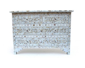 Mesa Auxiliar y Mesa de Centro de Resina con Incrustaciones de Hueso, Estilo Moderno, Artesanía Natural, Muebles para el Hogar, para Sala de Estar y Dormitorio - Product Image 1