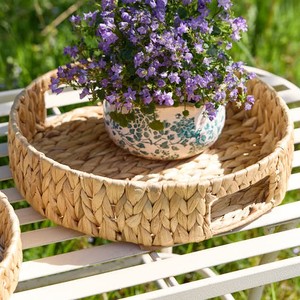 Tienphong 2025 gros plateau rond en jacinthe d'eau naturelle pour organisateur de vanité, nettoyage des taches uniquement, accessoire de salle de bain - Product Image 3