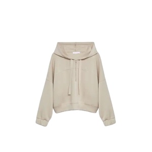 Hoodie de sport personnalisé en molleton technique respirant, en coton uni, confortable, avec fermeture éclair, coupe courte pour femme, pour un look élégant - Product Image 1