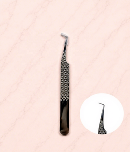 Pince à épiler noire de qualité supérieure testée à la main, pointe dorée en acier inoxydable, pince à isolation classique pour volume, logo personnalisé OEM - Product Image 2