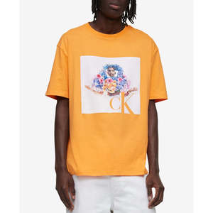 T-Shirt Girocollo da Uomo Calvin Klein Pride con Grafica, Vestibilità Rilassata, in Arancione, Taglia XL, Tessuto Jersey 240g, Stampa Serigrafica con Motivo Animato - Product Image 1