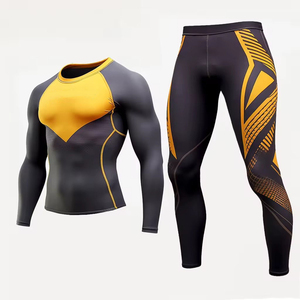 Ensemble Rash Guard pour homme, design décontracté d'hiver, respirant, dernier modèle, fabriqué au Pakistan, en spandex/polyester, uni, léger, design 2 en 1 - Product Image 1