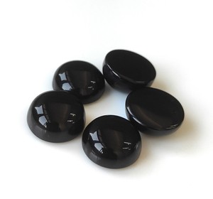 Cabochon rond 9mm en onyx noir naturel-qualité supérieure en vrac - Product Image 2