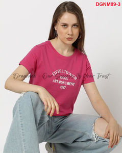 Camiseta de algodón para mujer en Color de la cadera Cuello redondo simple Impreso con fuente ordenada Diseño suave y elegante Camiseta con personalidad 2025 - Product Image 4