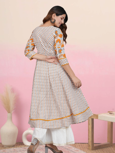 Anarkali kurta ผ้านุ่มพิมพ์ลายดอกไม้สวมใส่สบายหรูหราแบบดั้งเดิมอินเดียสไตล์สำหรับใช้ในชีวิตประจำวันสวมใส่ในช่วงฤดูร้อน - Product Image 3