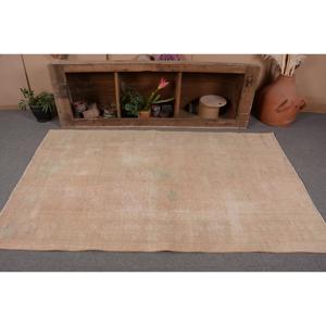 4.3x7.1 ft Area Turkish Vintage Rug, <b>Brown</b> Plants & trees <b>Wool</b> Rug - Product Image 3