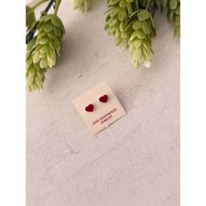 Pendientes de Corazón Modernos Estilo Zuni de Plata de Ley y Coral con Perla de Zirconia y Diamante para Regalo de Fiesta Hechos de Aleación de Latón - Product Image 4