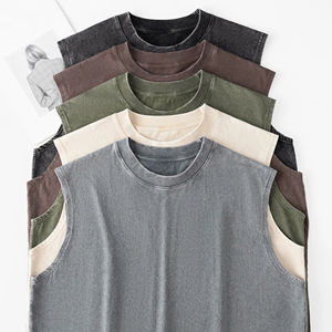 Débardeur décontracté 100% coton pour hommes séchage rapide respirant 240g tricoté impression numérique lavé en détresse grande taille de haute qualité - Product Image 3