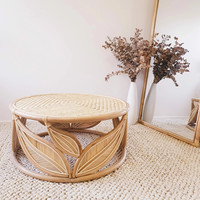 Table basse en rotin vintage, faite à la main, design pour salon, extérieur, détente, en provenance du Vietnam