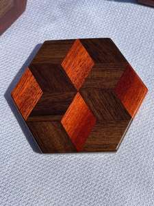 Ensemble de 6 sous-verres en noyer Bloodwood avec support tampons de boisson de conception carrée pour une utilisation sur la table de mariage - Product Image 5
