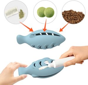 Siliconen Navulbare Interactieve Kattenkruid Visvormige Snack Dispenser Meerval Kat Oefening Kauw Speelgoed Poppen - Product Image 5