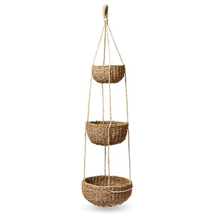 Cestas colgantes de fibra marina, cesta tejida de pasto marino, contenedor de cocina para almacenamiento de verduras - Product Image 1
