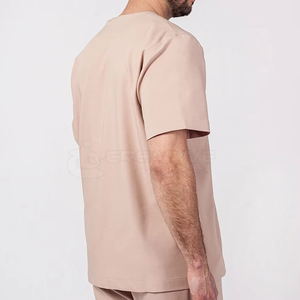 Uniformes de enfermería personalizados de dos piezas para mujer, Diseño de manga corta con cuello levantado, transpirables, cómodos uniformes de algodón para Hospital - Product Image 5