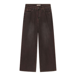 Pantalones vaqueros holgados de alta calidad Unisex, fábrica al por mayor, diseño personalizado, pantalones vaqueros lavados sucios informales, pantalones vaqueros rectos desgastados - Product Image 4