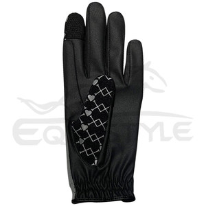 Gants de sport équestre antidérapants imprimés sur mesure en cuir pour femmes hiver équitation noir gris écran tactile vente en gros - Product Image 3