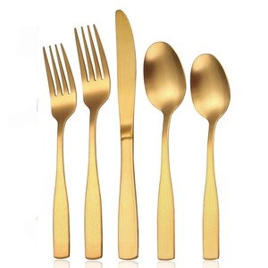 Meilleur fabricant de couverts en or de qualité en Inde Ensemble de couverts d'hôtel en acier inoxydable cuillère fourchette couteau réutilisable pour les cadeaux de Noël - Product Image 1