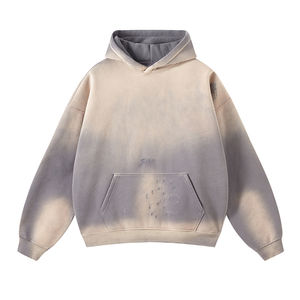 Sweats à capuche pour hommes en détresse poids lourd surdimensionnés lavés à l'acide délavés au soleil 100% coton Hoodies Hommes français personnalisé éponge vierge - Product Image 1