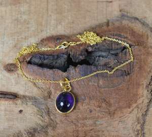 Pendentif en améthyste, argent sterling 925, plaqué or 14 carats, collier en pierres précieuses, bijoux faits à la main, cadeau pour femmes - Product Image 5