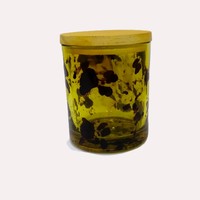 Bocaux à bougies cylindriques en verre de luxe antiques avec couvercle en bois, impression en relief couleur personnalisée, faits à la main, taille personnalisée, Noël et Pâques