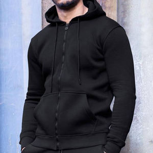Latest Premium <b>Black</b> Zip Regular Fit <b>Fleece</b> Hoodie 100% Cotton <b>Men's</b> Ribbed Hem Cuffs Casual Wear Autumn Eco-Friendly - Product Image 1