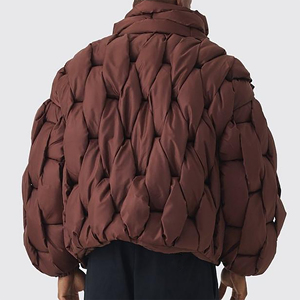 Chaqueta acolchada de invierno de lona cosida con paneles y cuello vuelto de talla grande de alta calidad, ligera y transpirable a la moda - Product Image 2