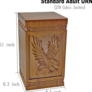 Urnes pour urnes funéraires en bois pour cendres humaines gravure à la main adulte aigle à tête blanche urne funéraire pour mère père - Product Image 4