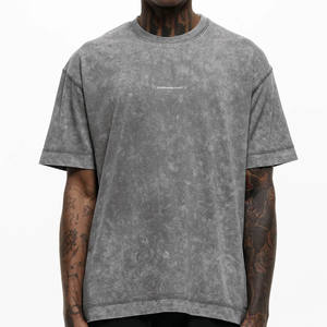 Venta al por mayor hombres ácido lavado camiseta Streetwear Hip Hop piedra 100% algodón camisetas con logotipo personalizar camisetas Vintage de gran tamaño - Product Image 4