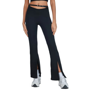 Pantalon bootcut de yoga pour femme taille haute pantalon d'entraînement effet de levage des fesses détails d'oeillet costume de jambe fendue à haute élasticité - Product Image 4