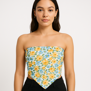 Vêtements pour femmes Summer Casual Floral Print off Shoulder Sleeveless Corset <span class=keywords><strong>Top</strong></span> Slim Fit Women's Short Tank Tops for Vacation - Product Image 1