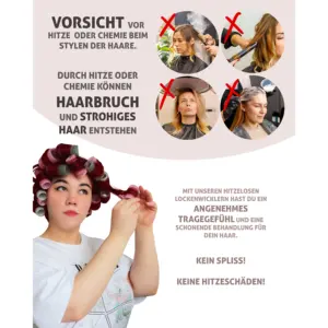 Ensemble de 24 rouleaux à cheveux en plastique et éponge, froids et chauds, diamètre 3 cm, longueur 6 cm, pour le bouclage et le coiffage des cheveux - Product Image 4