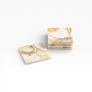 Sous-verres en marbre d'onyx blanc carré avec motif naturel pour une décoration élégante de table à manger et de table basse - Product Image 1