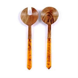 Serveurs à salade en feutre d'acacia naturel manguier ensemble d'outils de cuisine en bois fabriqué en Inde - Product Image 2