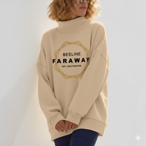 Sudaderas con capucha con cuello simulado para mujer, informales de invierno, personalizables, de poliéster/algodón de alta calidad - Product Image 2