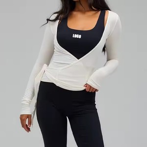 เสื้อพันตัวเล่นโยคะแขนยาวของผู้หญิงเสื้อสายคล้องคอแบบยืดหยุ่นอย่างมีสไตล์และมีสไตล์น้ำหนักเบาปรับได้ - Product Image 2