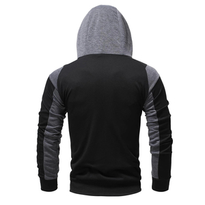 Sweat à capuche zippé avec cordon de serrage bicolore pour hommes logo personnalisé pour hommes sweat-shirt veste manteau pull couleur unie personnaliser vente en gros fermeture éclair - Product Image 5