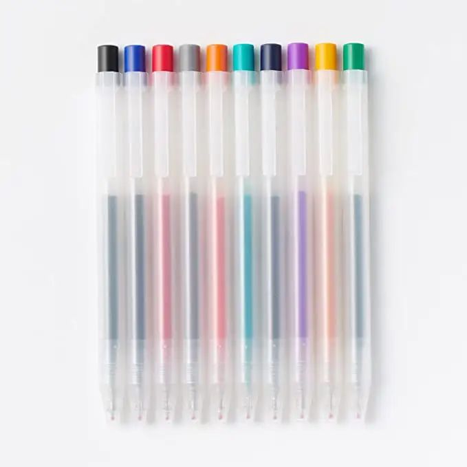 Japanese Ballpoint pen drawn smoothly Knock type 0.5mm 44502549 10 colors set Made In Japan