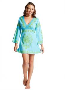 2019 nouveauté Style bohème laine point de chaîne brodé plage soleil robe col en V profond longue Sexy grande taille tunique dentelle naturel - Product Image 4