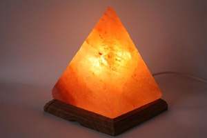 Luxury Hand-Carved Himalayan Pyramid Salt Lamp with Natural Wooden Base for Home Decor and Wellness Glow - Product Image 5