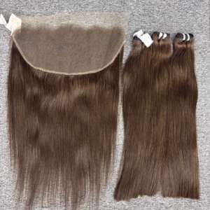 100% ต่อผมมนุษย์แท้เวียดนามสีน้ำตาลตรงธรรมชาติเครื่องถักสองชั้น - Product Image 5